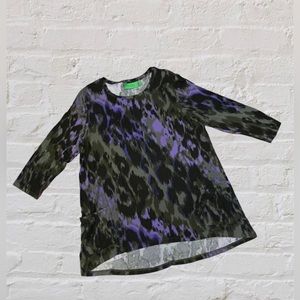 LOGO by Lori Goldstein 3/4 Sleeve Tunic Top Hi-Low Hem Leopard Design